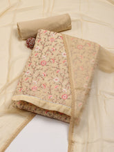 All Over Embroidered Chanderi Unstitched Suit Piece With Dupatta